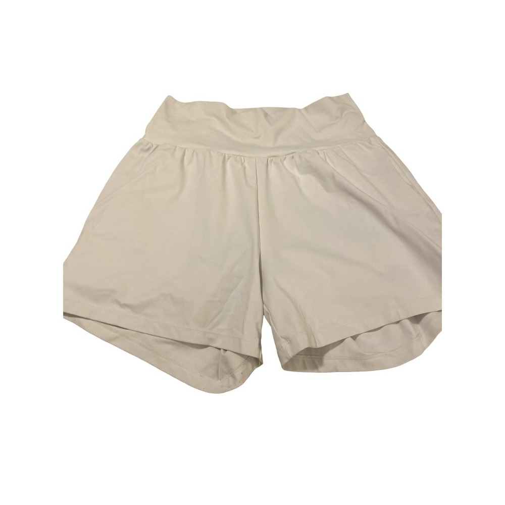 Size Small Ladies White Shorts Elastic Waist With‎ Back Zipper Pocket,0217 - Picture 2 of 6